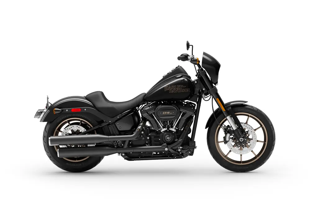 2020 Harley-Davidson Low Rider S, black with bronze wheels, right side, studio shot